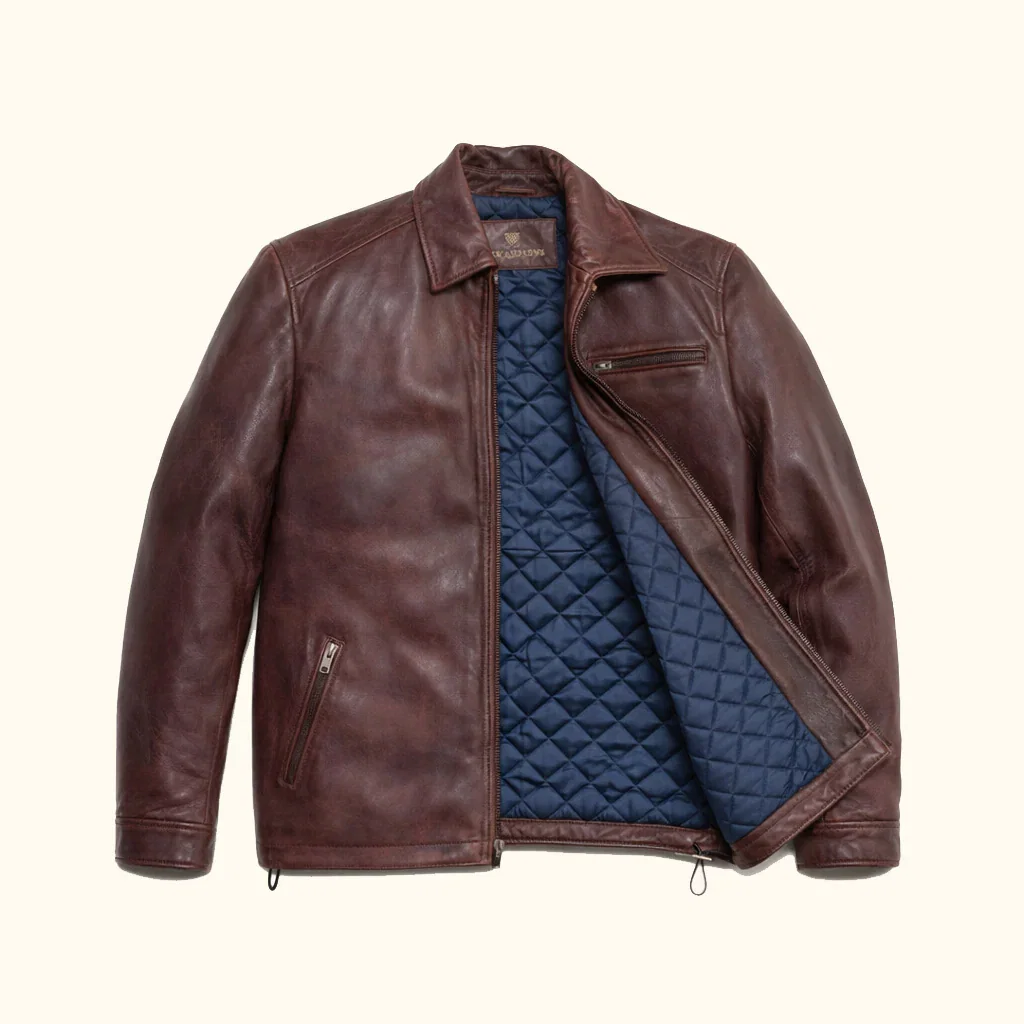 Image of Glenwood Leather Driving Jacket | Mahogany
