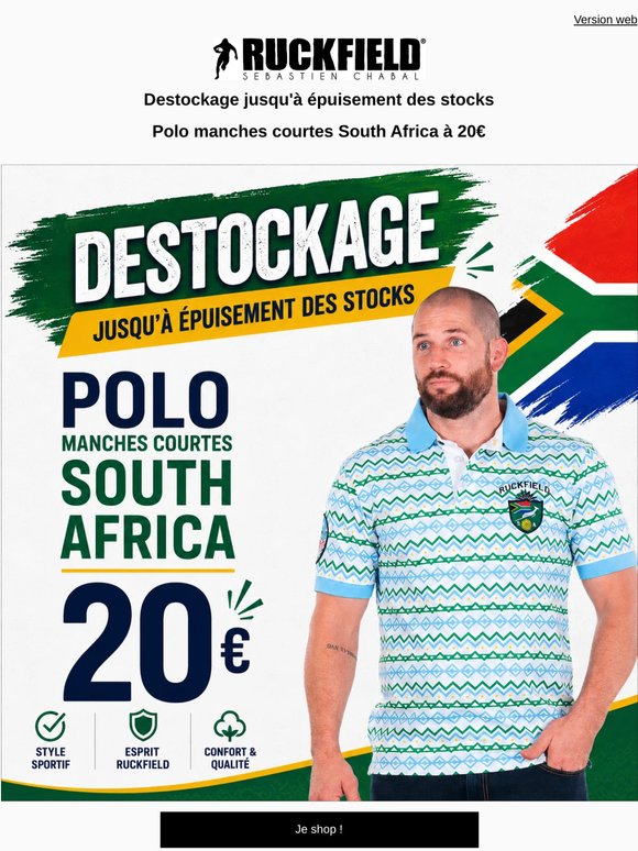 🔥 Déstockage : le polo South Africa à seulement 20€