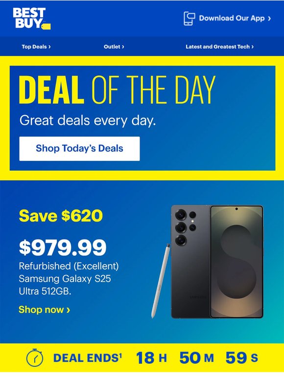 Ends tonight: $620 off Samsung S25 Ultra 512GB (Excellent refurbished).