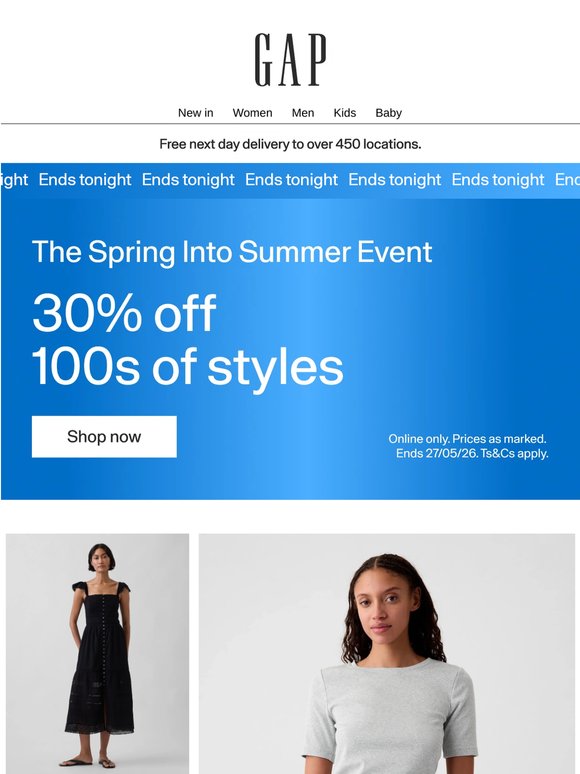 30% off select styles ENDS TONIGHT!