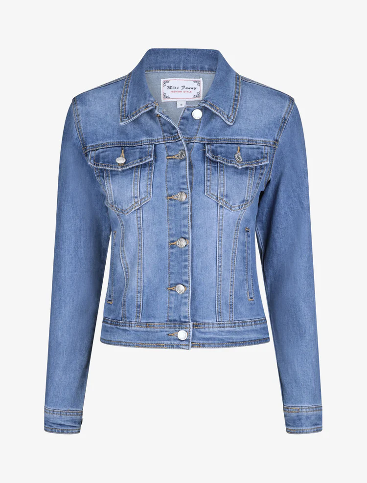 Veste en jean droite délavée - Bleu clair