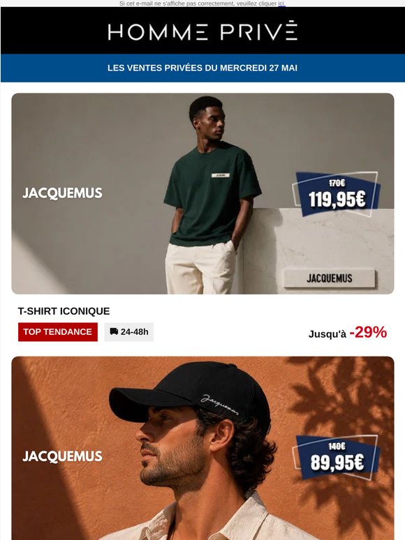 🔥 JACQUEMUS T-shirt et casquette dès 89,95€ | KENZO Parfums | WILLIAM DE FAYE | BLAUER Sneakers...