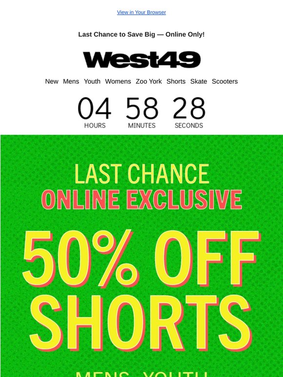 ⏰ It Ends Tonight: 50% OFF Shorts!