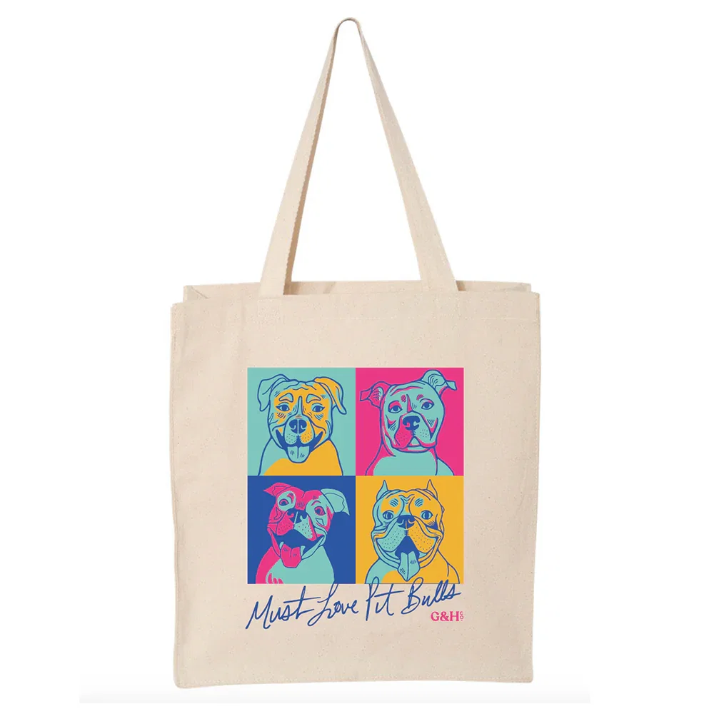 Image of Must Love Pit Bulls Heavy Canvas Tote
