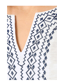 M&Co Petite White & Navy Embroidered Cotton Vest Top