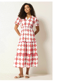 M&Co Ivory White Abstract Tile Print Maxi Dress