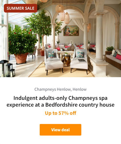 Indulgent adults-only Champneys spa experience at a Bedfordshire country house