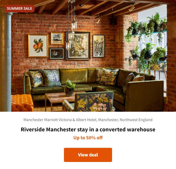 Riverside Manchester stay in a converted warehouse