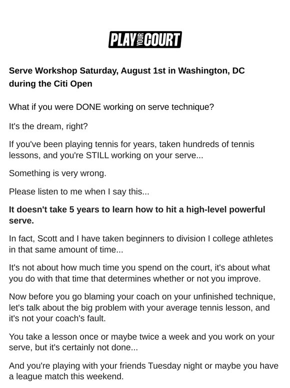 🎾 DC Serve Workshop [ONLY 8 SPOTS]