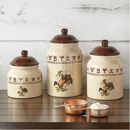Bucking Bronco Ceramic Canisters - Set of 3