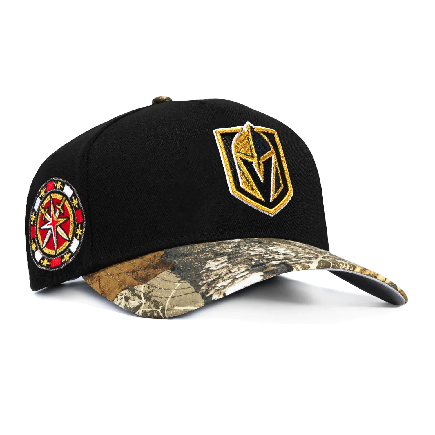 Image of New Era 9Forty A-Frame Realtree Visor Vegas Golden Knights Chip Patch Shield Snapback Hat - Black, Realtree