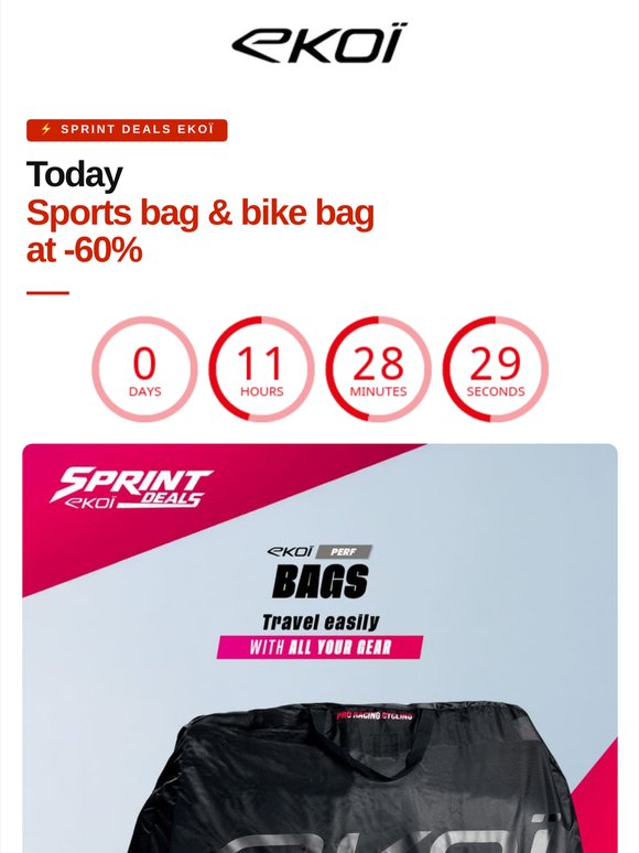 ⚡ Sports bag & bike bag at -60%: your next ride starts here