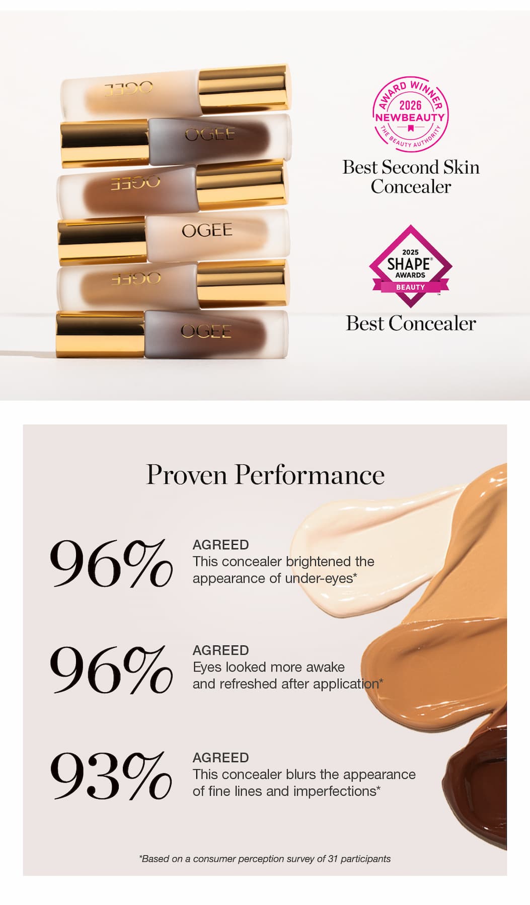 2026 NewBeauty Award for Best Second Skin Concealer | 2025 Shape Beauty Award for Best Concealer