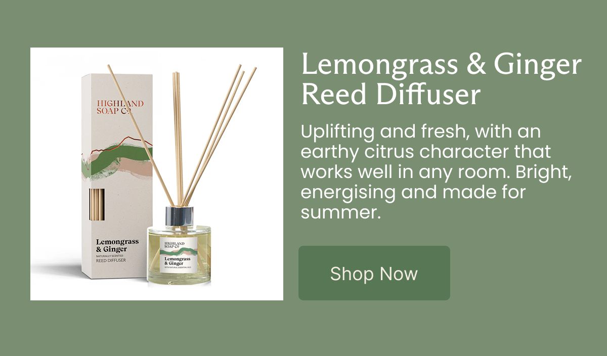 Lemongrass & Ginger Reed Diffuser  Uplifting and fresh, with an earthy citrus character that works well in any room. Bright, energising and made for summer.  [Shop Now]