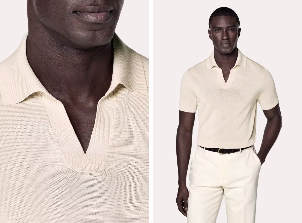 Beige buttonless polo
