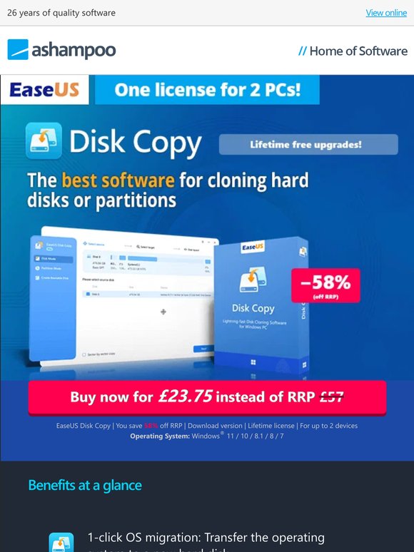 Only a few hours left: The best software for cloning hard disks or partitions - EaseUS Disk Copy
