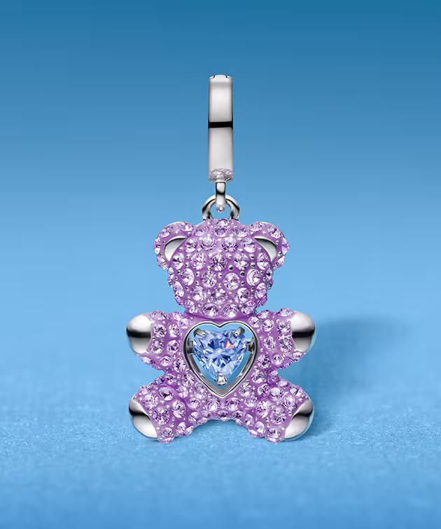 Charm Idyllia morado en forma de osito de peluche