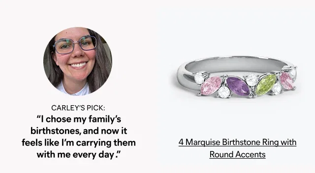 4 Marquise Birthstone Ring with Round Accents