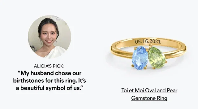Toi et Moi Oval and Pear Gemstone Ring