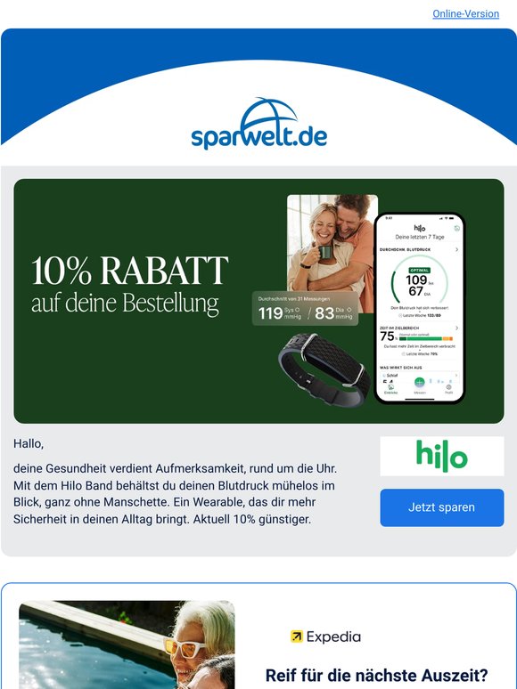 8% bei Expedia auf Hotelbuchungen | 10% Rabatt bei Hilo