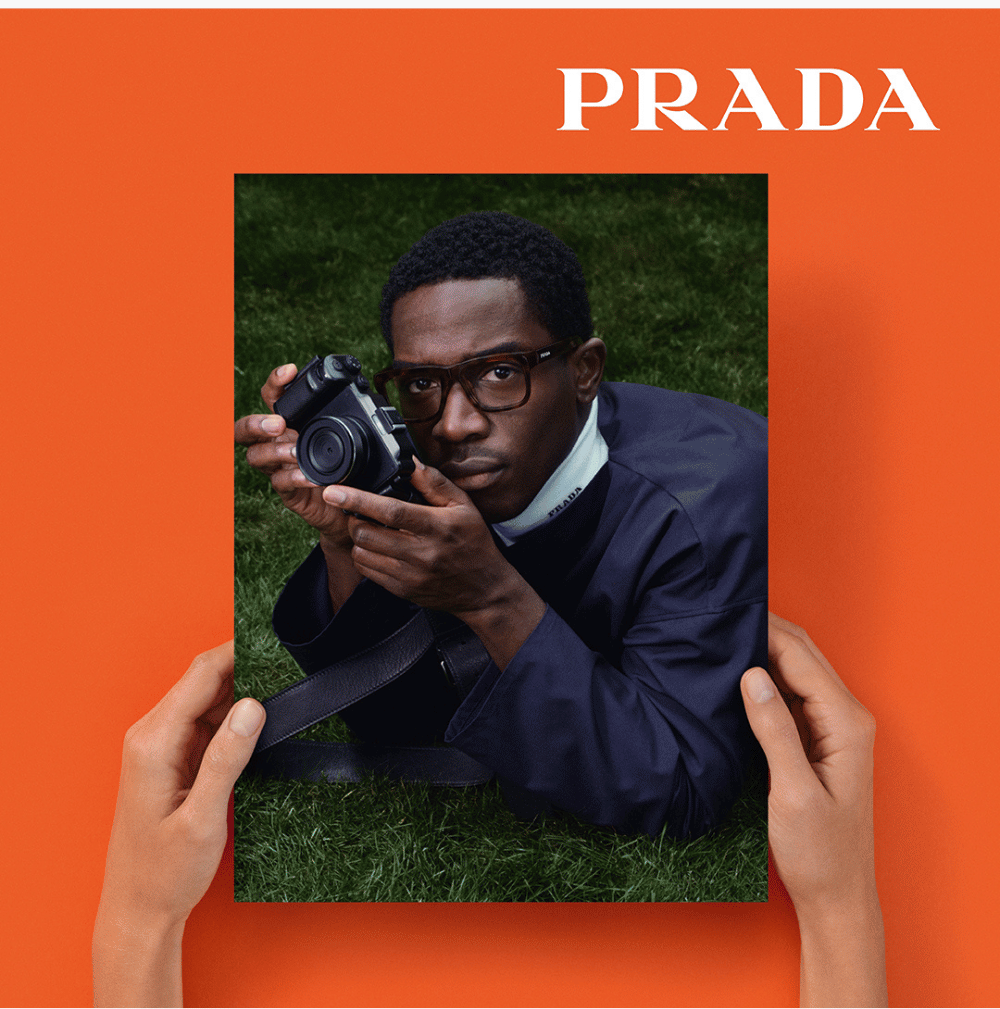 model wearing Prada eyewear