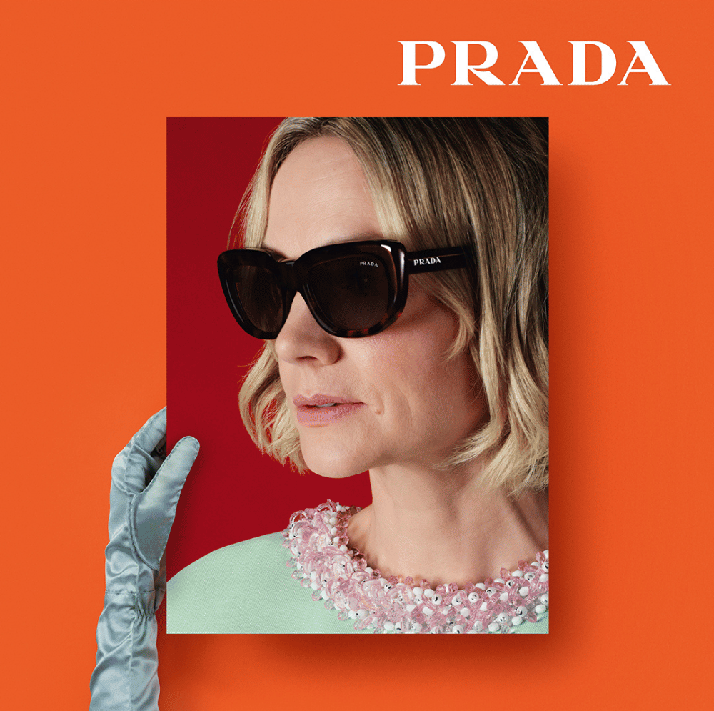 model wearing Prada sunglasses