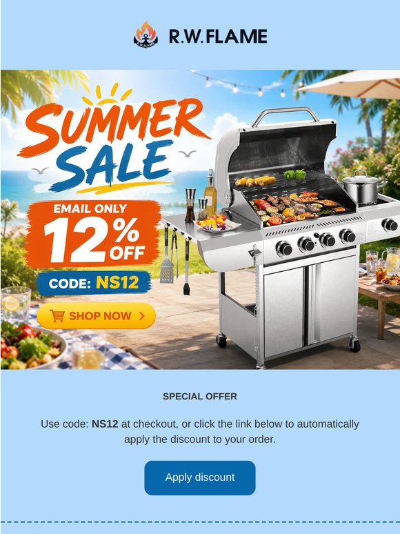 🍗 Grill Like a Pro This Summer — Exclusive 12% Off for You