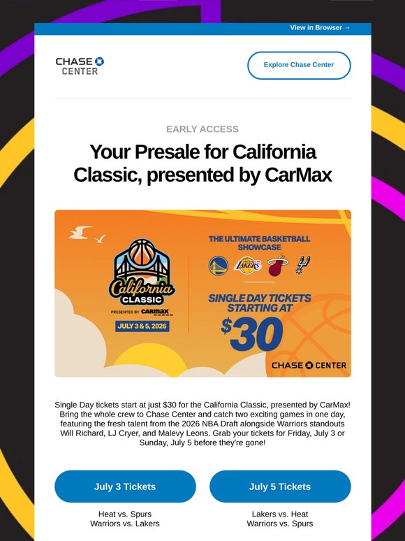 Starting NOW: Your Presale for California Classic Single Day Tickets