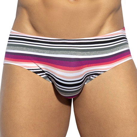 ES Collection Slip Retro Stripes Gris - Rose