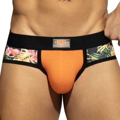 ES Collection Slip Flowery Panel Orange
