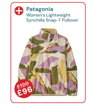 Patagonia Women's Lightweight Synchilla Snap-T Pullover - Cream / Green. Reduced from £120 to £96.