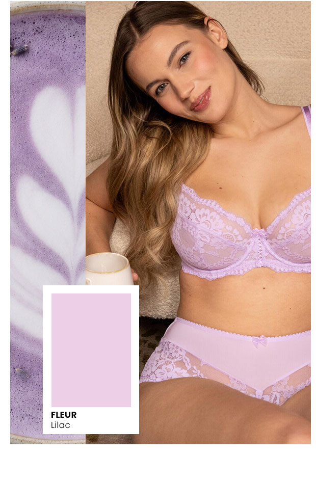 Fleur Non-Padded Underwired Balconette Bra B-G - Lilac