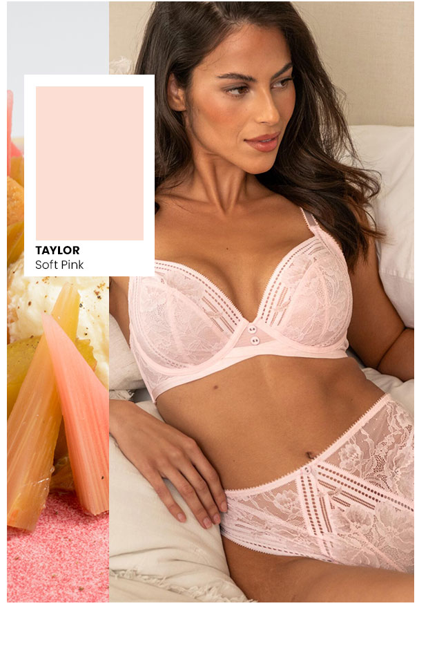 Taylor Lace Non-Padded Plunge Side Support Bra B-J - Soft Pink