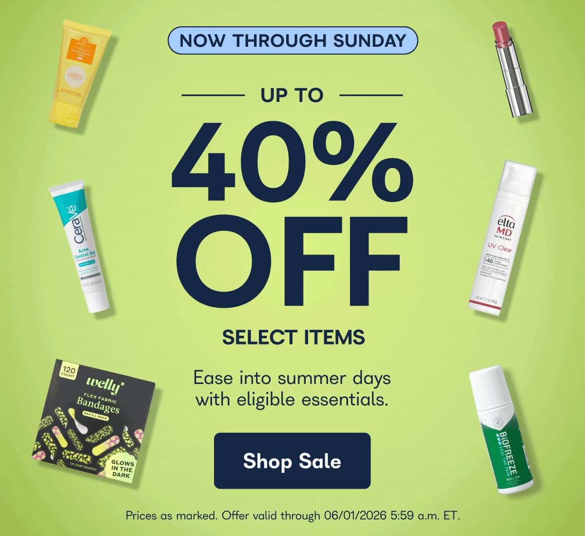 NOW THROUGH SUNDAY UP TO 40% OFF SELECT ITEMS
