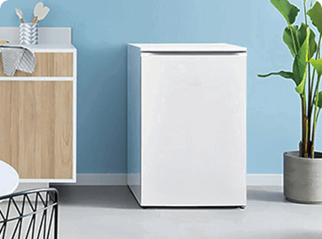 a freezer in a kitchen 