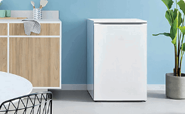 a freezer in a kitchen 