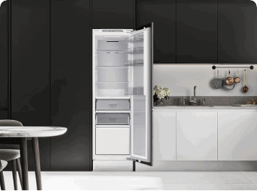 a fridge in a kitchen 