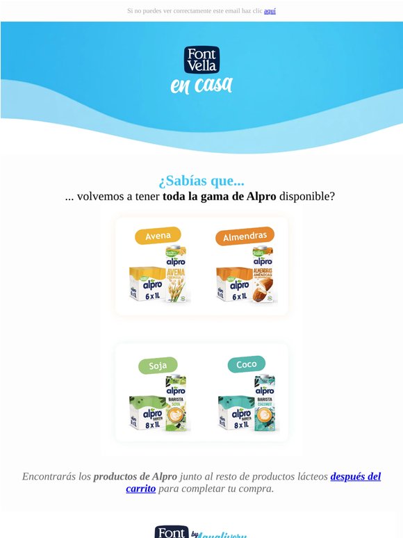 ¡Productos Alpro disponible en la web!