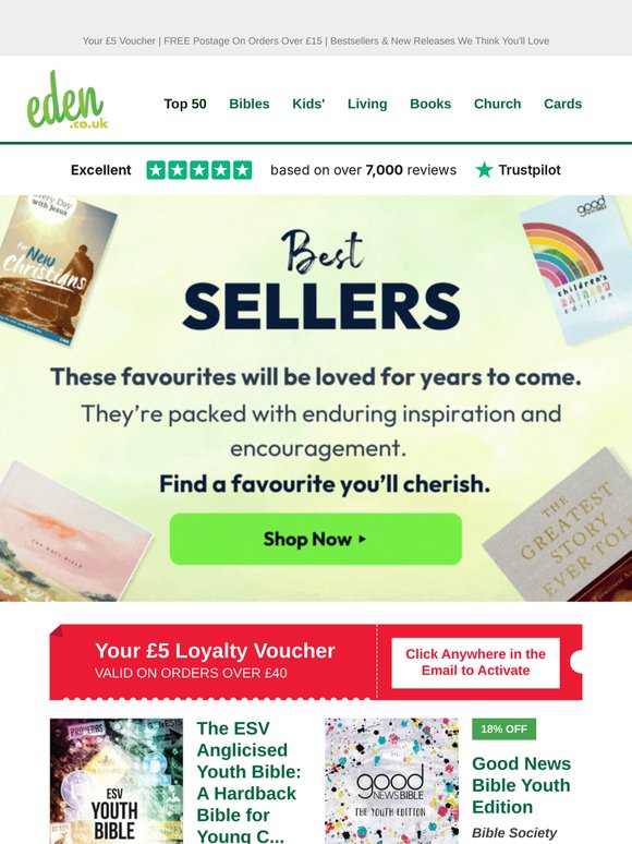 💚  The ESV Anglicised Youth Bible: A Hardback Bible for Young C... & More |  Eden Customer Favourites & New Releases