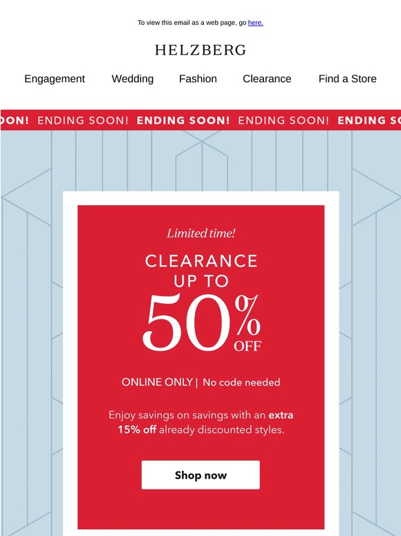 Ending soon: up to 50% off clearance