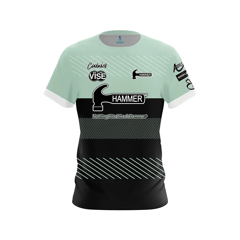 Image of Hammer Rocio Restrepo Teal Stripes CoolWick Bowling Jersey