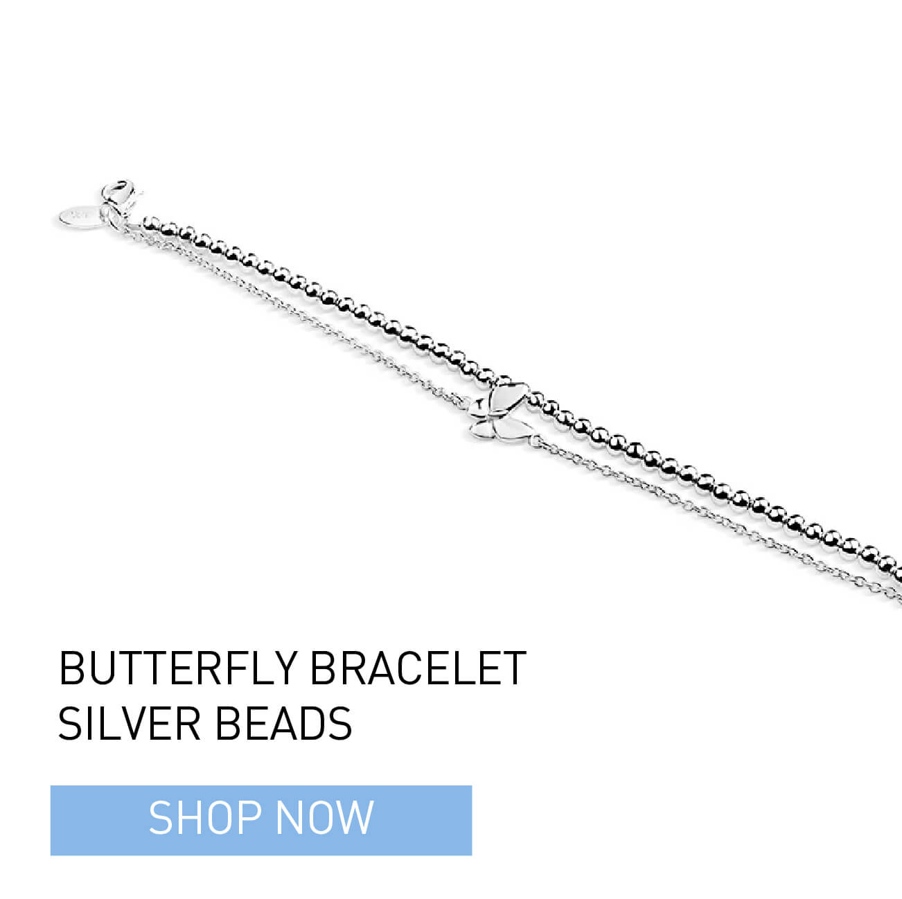 Butterfly Bracelet Silver Beads