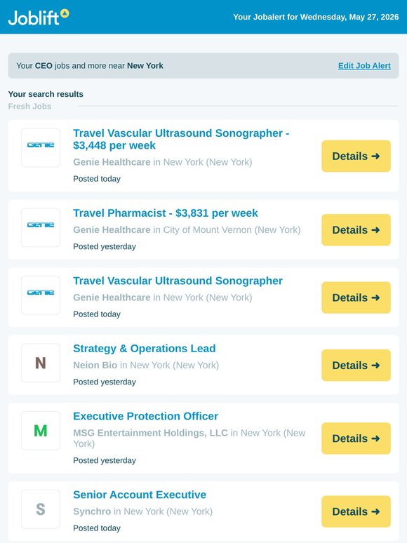 41 jobs: CEO in New York