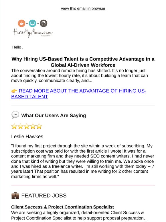 Why Hiring US-Based Talent is a Competitive Advantage in a Global AI-Driven Workforce + New Jobs