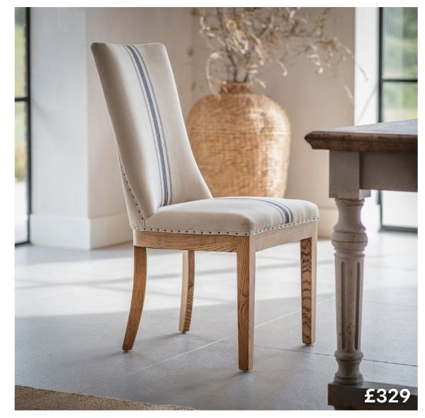 Monroe Blue Stripe Dining Chair