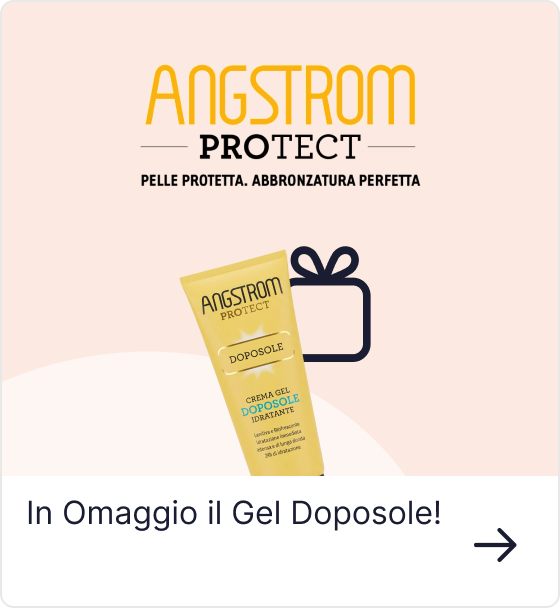 Angstrom Protect Doposole after‑sun gel tube displayed as a free gift in promotional banner