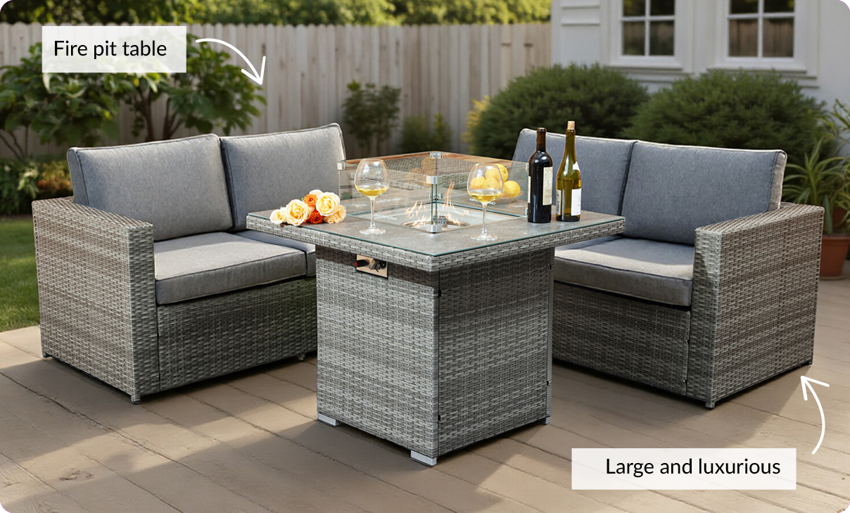Fire pit table. Large and luxurious.