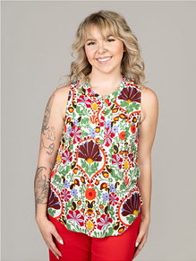 Sleeveless Blouse With Pintucks