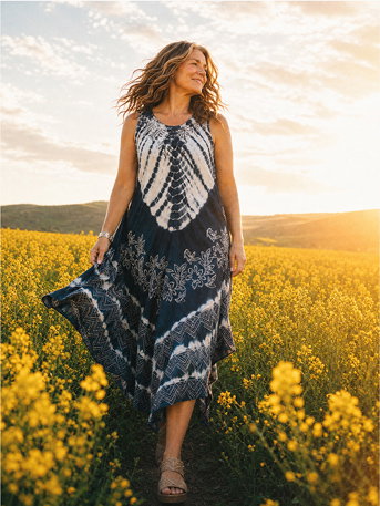 Sleeveless Tie Dye Midi Dress