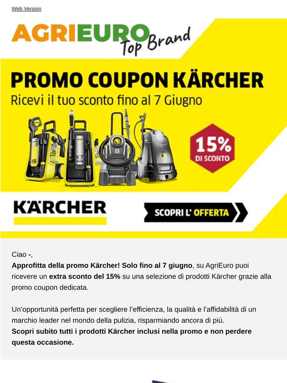 Approfitta della promo Kärcher: per te il 15% di sconto extra!
